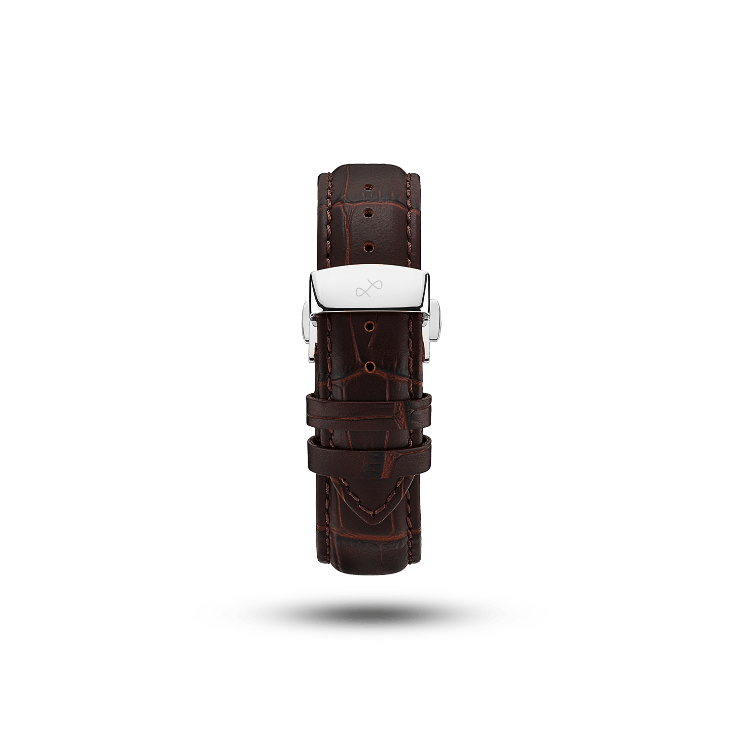 Butterfly Clasp - Brown Croco by AV86 luxury leather strap with engraved detailing and butterfly clasp in minimalist Scandinavian design