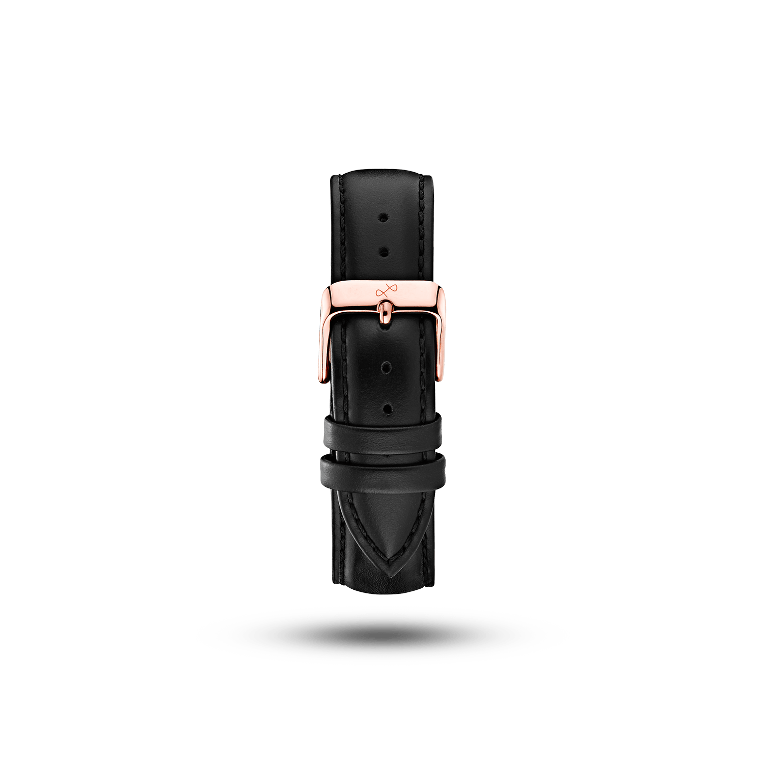 Leather - Black two-piece high-quality leather strap with engraved About Vintage and polished rose gold pin buckle by AV86