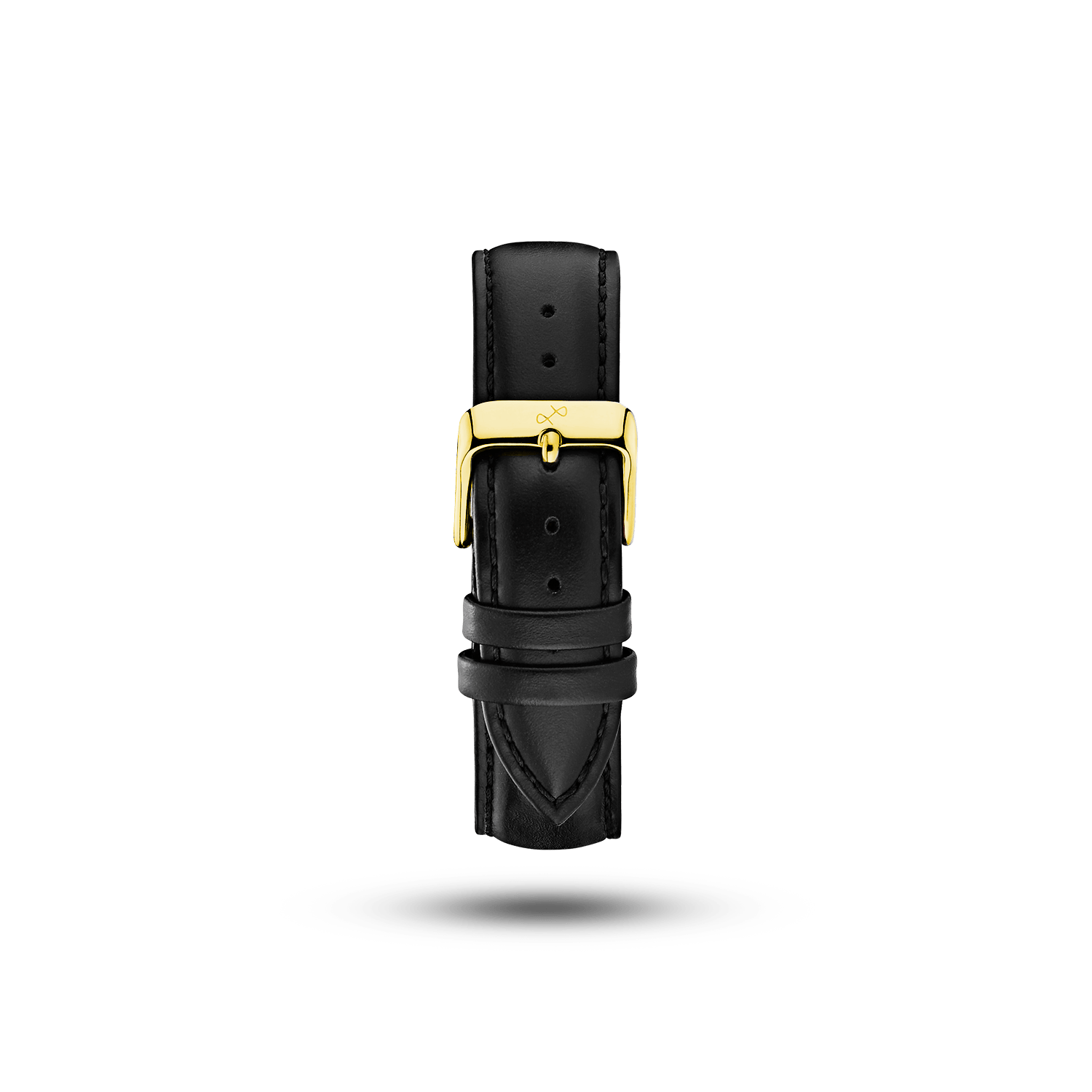 Leather - Black two-piece strap by AV86 made from high-quality leather with engraved detailing and gold plated pin buckle
