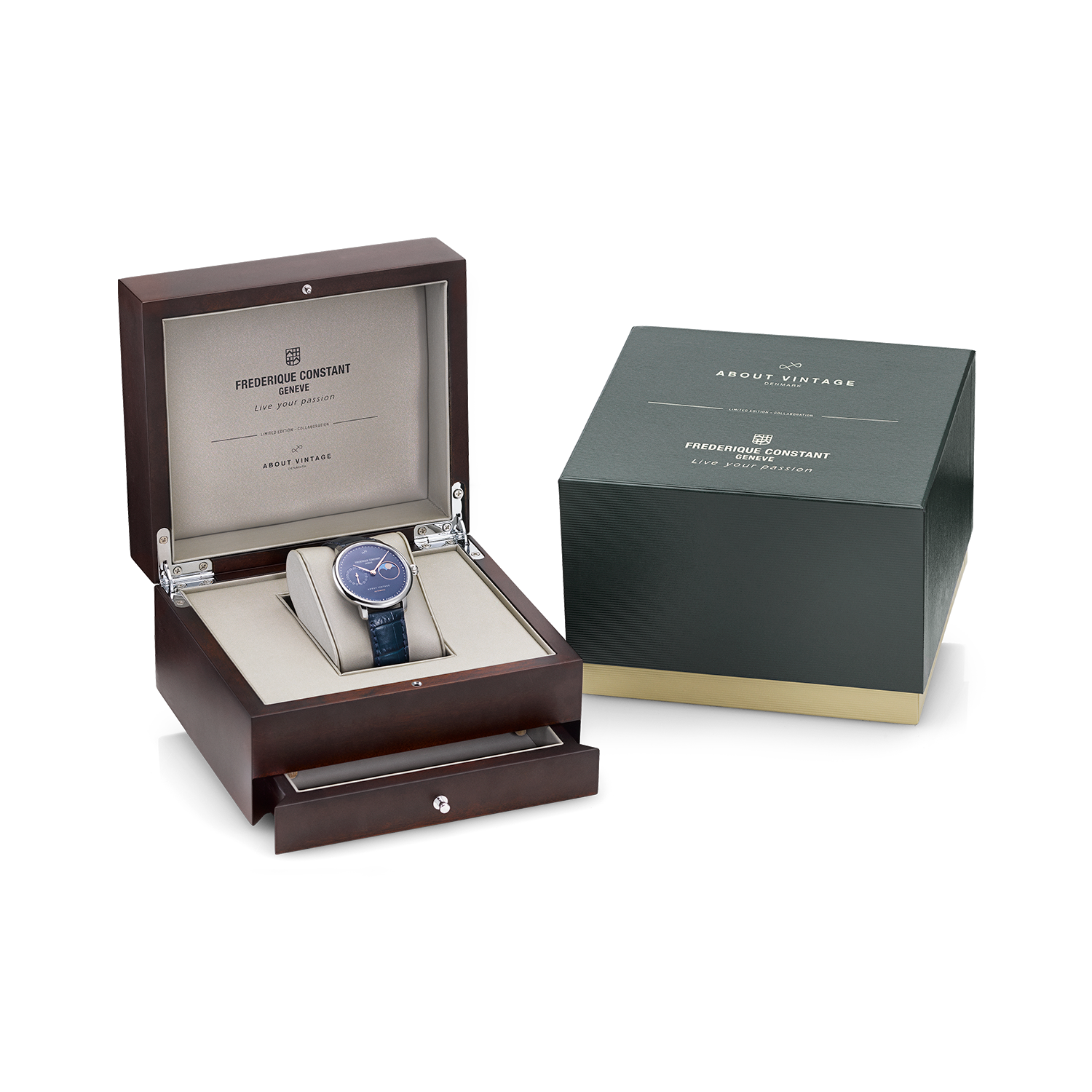 1988 Moonphase, Limited Edition by AV86 automatic moonphase watch with sapphire crystal and leather strap in luxury wooden box