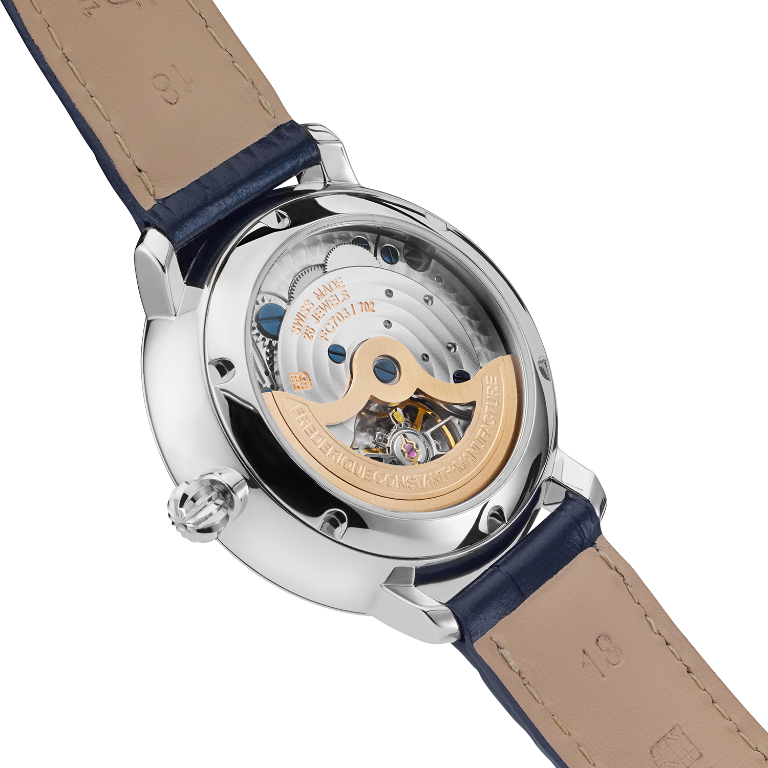 1988 Moonphase, Limited Edition by AV86 automatic moonphase watch with sapphire crystal and leather strap, exhibition case back
